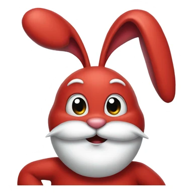 Red bunny with Santa Claus head  sticker