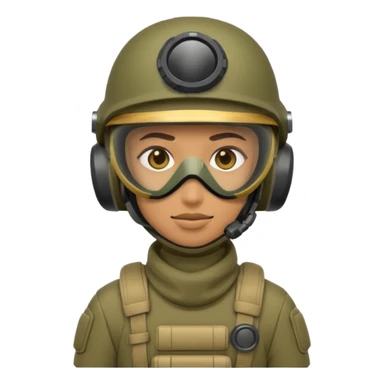 futuristic soldier in high-tech gear, helmet and mask, emoji style sticker