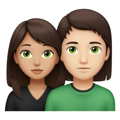 A darker Asian girl with brown eyes and dark brown hair, with her white boyfriend who has green eyes and light brown hair. sticker