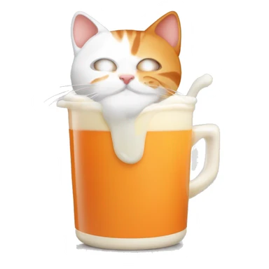 Cara gatito naranja y blanco con la boquita manchada de leche sticker