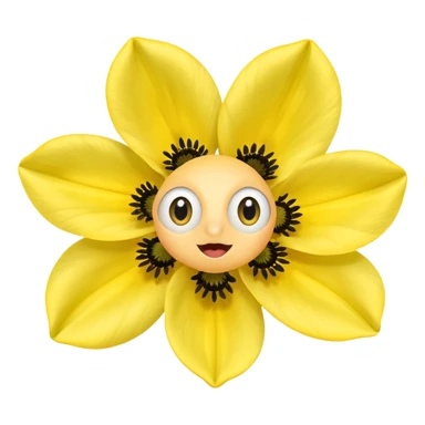 five leaved yellow anemone eyes mouth sticker