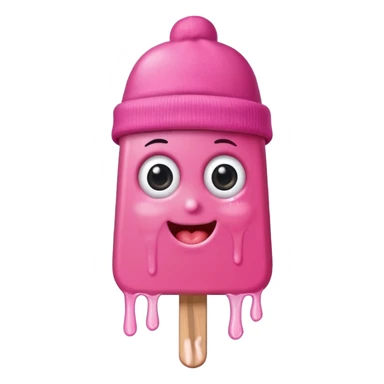 happy pink popsicle with eyes and beanie sticker