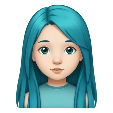 14 year old girl with long straight  dark teal blue hair wearing a binky  sticker