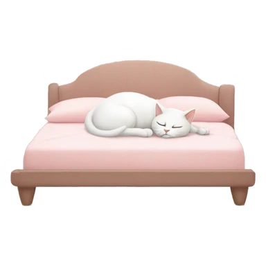 white cat sleeping on light pink bed sticker