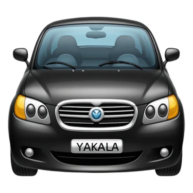 Make a car emoji and write "yakala yakalayabiliyosan" below it. sticker