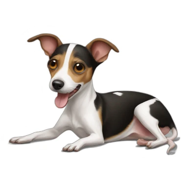 rat terrier playing dead silly on back sticker