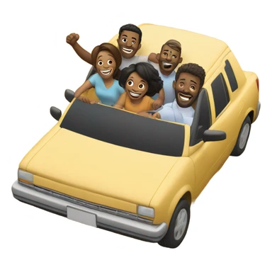 Uber with 2 couples hanging out windows sticker