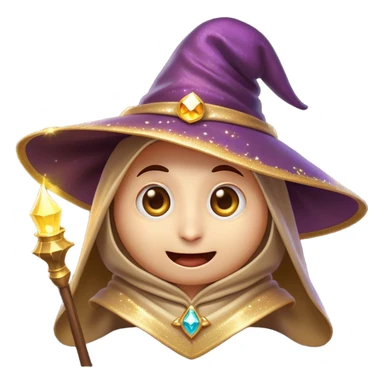Clash of Clans aesthetic Comical Mage Portrait Emoji, Head tilted dramatically with an exaggerated, fun expression and wide, comically expressive eyes beneath an oversized hat, featuring a quirky, compact robed form with animated magical sparkles and natural skin tone, Simplified yet hilariously expressive features, highly detailed, glowing with a slightly sassy enchanted glow, high shine, dramatic yet playful, stylized with an air of cheeky arcane mischief, soft glowing outline, capturing the essence of a meme-worthy mage who conjures laughter in epic quests! sticker