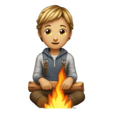 children are sitting burning wood sticker