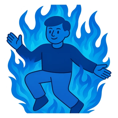 Add a dynamic and energetic blue tint to the white fire, with no background, conveying motion and intensity. sticker