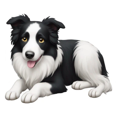 Cute black and white Border collie  wearing red collar sticker