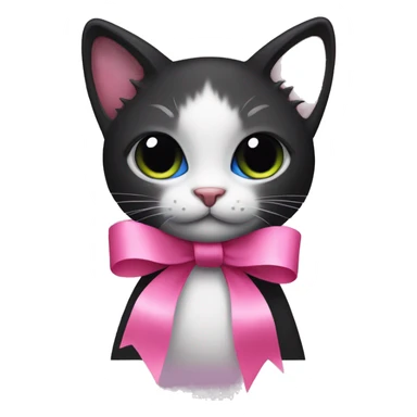 Black kitty with a pink ribbon  sticker