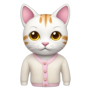 Pink cat in white cardigan sticker