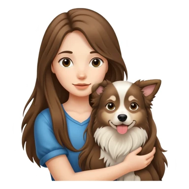 Black long-haired girl holding an Alaskan dog sticker