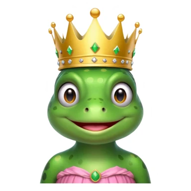 frog with a crown and a pink dress sitting sticker