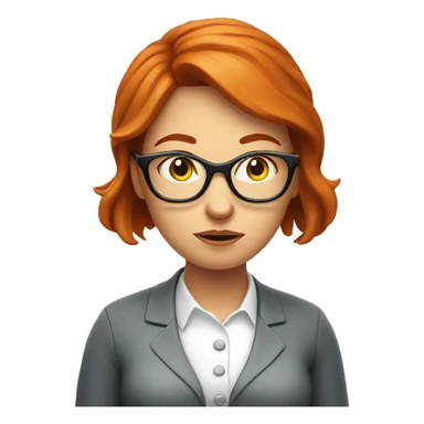 red hair woman nutritionist with glasses sad thinking about money sticker