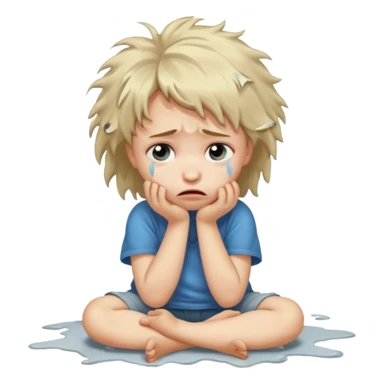 child crying on floor sticker