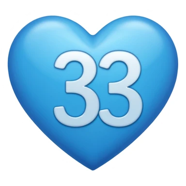 number "3" print inside the blue heart shape sticker