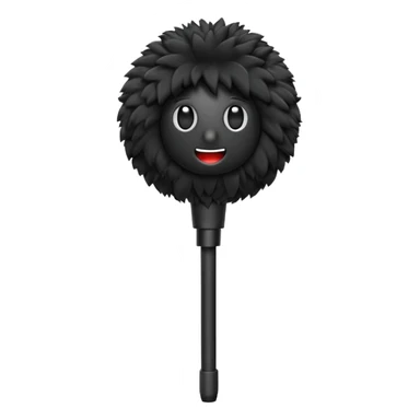 boom fluffy microphone with stick sticker