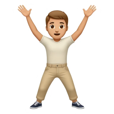 Guy emoji with hands up and out saying why with his pants by his ankles sticker