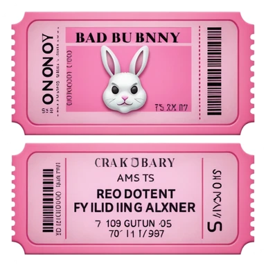 Pink  ticket for the concert of  BAD BUNNY  sticker