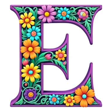 3D, gothic style psychedelic colored Letter Z with hippie style flower border sticker
