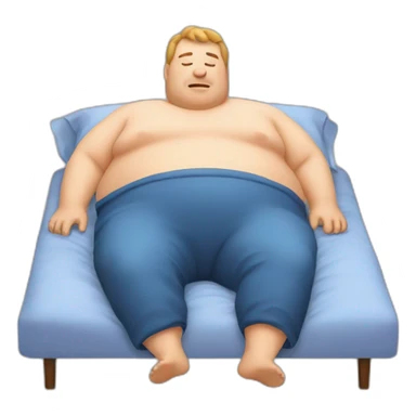 A fat man laying in a bed sticker