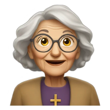Old woman in a church bells sticker