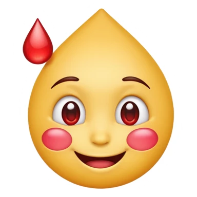 Emoji face with water drop on head but make water drop red sticker