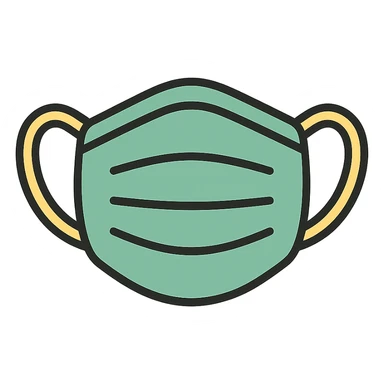 covid mask, minimalistic, green gold and white color scheme, clean lines sticker