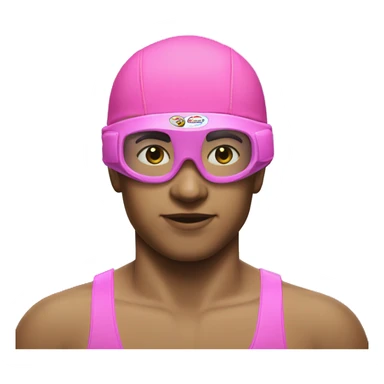 swimmer with pink goggles and cap sticker