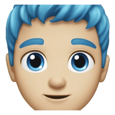 Young Caucasian boy with blue eyes and blue hair sticker