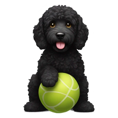 black labradoodle playing with a ball sticker