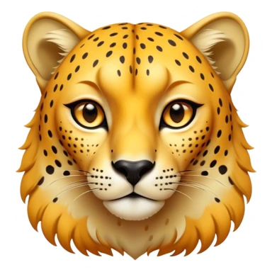 Cinematic Noble Cheetah Portrait Emoji, Poised and regal, with a lean, muscular build and a sleek, spotted Fur of golden hues, deep-set soulful amber eyes, Simplified yet sharp and sophisticated features, highly detailed, glowing with a warm, dignified glow, high shine, intelligent and swift, stylized with an air of wild elegance, focused and attentive, soft glowing outline, capturing the essence of a watchful and confident predator, so majestic it feels as though it could sprint out of the screen with effortless authority! sticker