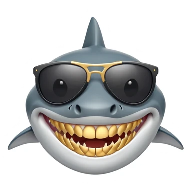 shark with golden teeth wearing black sunglasses sticker
