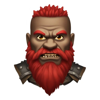 Armored Berserker orc with red beard & red mohican sticker