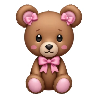 BROWN JELLYCAT A TEDDY BEAR WITH TWO PINK BOWS ON HIS EARS sticker