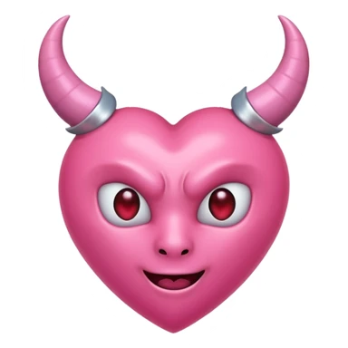 a plain pink heart with demon horns on it, no face sticker