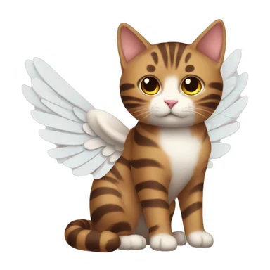 An adult and brown striped cat with angel’s wings sticker