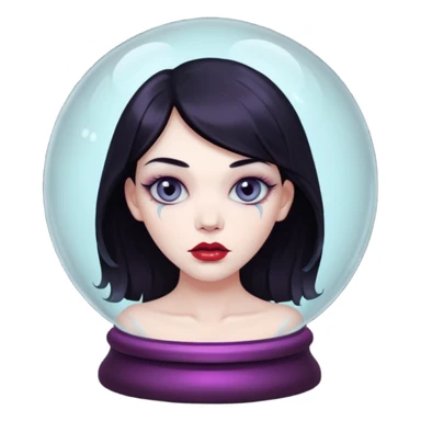 A Ghoulish Lady's head in a crystal ball sticker