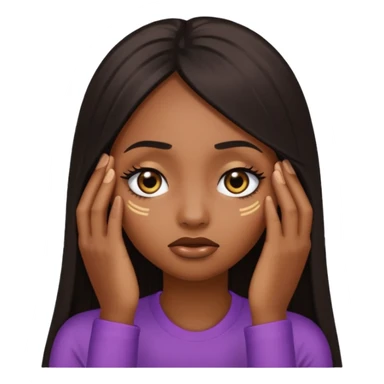 black girl with long straight hair and long false lashes, facepalming, emoji style sticker