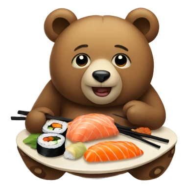 A bear eating sushi  sticker