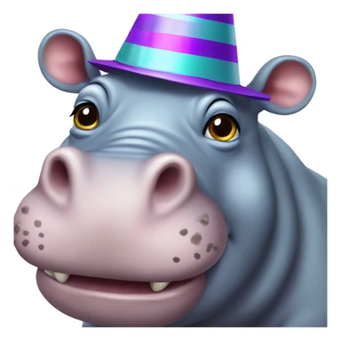 Hippo in a party hat  sticker