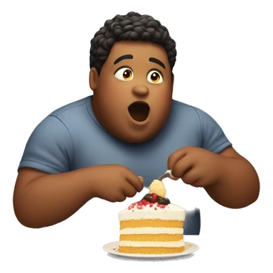 fat boy eating cake sticker