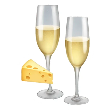 Two champagne glasses and cheese  sticker