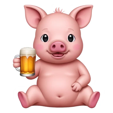 apple pig emoji sitting up drinking a beer drunk sticker
