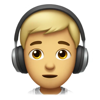 Sad boy crying with tears in his eyes and wearing headphones sticker