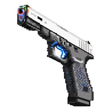 Glock 17 handgun with a switch sticker