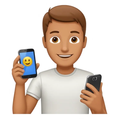 happy man leaving review on google on one phone sticker