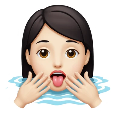 tongue out with hands swimming  sticker
